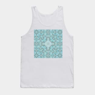 Soft Teal Blue & Grey hand drawn floral pattern Tank Top